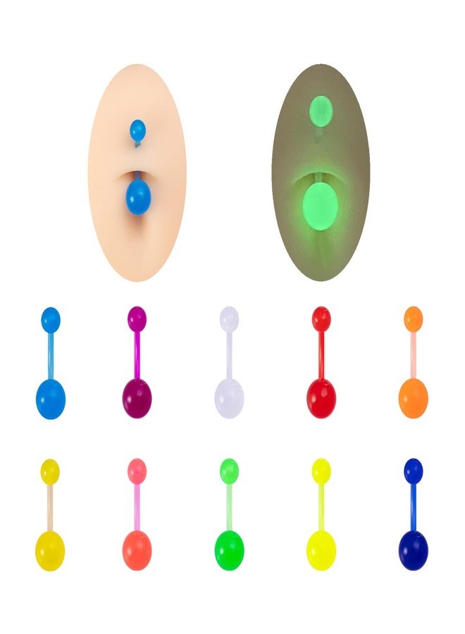 POYAMUSE Glow in the Dark Belly Button Rings - 14G Acrylic Belly Button Piercing Jewelry-10pcs - Image 1
